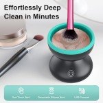 Norate Electric Makeup Brush Cleaner Machine, Automatic Makeup Brush Cleaner for Fast and Deep Cleaning - Portable Brush Cleaning Device with Rotating Silicone Fit for All Size Makeup Brushes