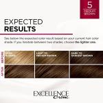 L'Oreal Paris Excellence Creme Permanent Triple Care Hair Color, 5 Medium Brown, Gray Coverage For Up to 8 Weeks, All Hair Types, Pack of 1