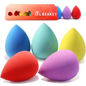 BEAKEY Makeup Sponge 5 Pcs Set, Latex-Free Boun Boun Beauty Sponge for Blending, Makeup Sponges for Foundation Liquid Cream and Powder. Blender for Enhanced Make Up Application