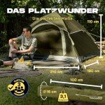 Lumaland Camping Zelt | Leichtes Pop Up Wurfzelt | 2-3 Personen Kuppelzelt | Trekking & Festival Igluzelt | Sekundenzelt Wasserdicht 210x190x110cm | Ideal auch als Strand Wind- & Sonnenschutz [Grün]