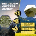 Lumaland Camping Zelt | Leichtes Pop Up Wurfzelt | 2-3 Personen Kuppelzelt | Trekking & Festival Igluzelt | Sekundenzelt Wasserdicht 210x190x110cm | Ideal auch als Strand Wind- & Sonnenschutz [Grün]