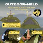 Lumaland Camping Zelt | Leichtes Pop Up Wurfzelt | 2-3 Personen Kuppelzelt | Trekking & Festival Igluzelt | Sekundenzelt Wasserdicht 210x190x110cm | Ideal auch als Strand Wind- & Sonnenschutz [Grün]