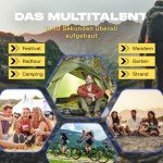 Lumaland Camping Zelt | Leichtes Pop Up Wurfzelt | 2-3 Personen Kuppelzelt | Trekking & Festival Igluzelt | Sekundenzelt Wasserdicht 210x190x110cm | Ideal auch als Strand Wind- & Sonnenschutz [Grün]