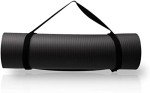 diMio Komfort-Gymnastikmatte Yogamatte in 185x60x1cm, 185x60x1.5cm, 185x90x1.5cm, 200x100x2 mit Tragegurt Phtalatfrei + SGS-geprüft (Schwarz., 185 x 60 x 1 cm)