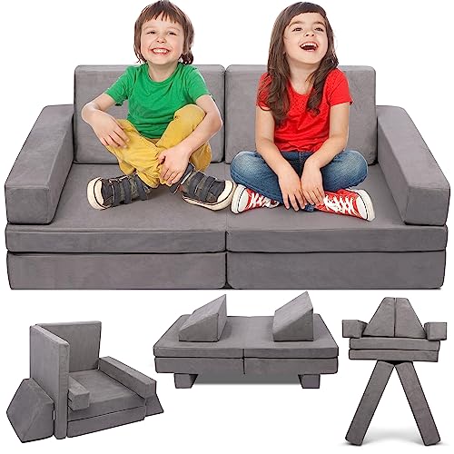 Betterhood Modular Kids Play Couch Child Sectional Sofa Imaginative Furniture Play Set for Creative Kids,Toddler to Teen Bedroom Furniture,Girls and Boys Playroom Convertible Sofa Medium…