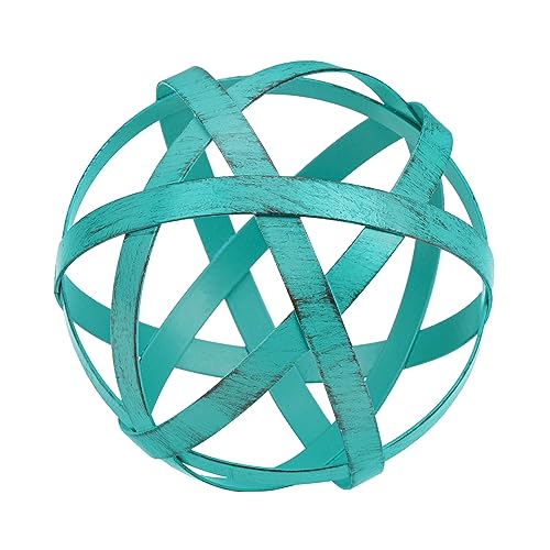 Metal Decorative Sphere for Home Decor - Distressed Teal, Hand Painted, Modern Decorative Balls for Living Room, Bedroom, Kitchen, Bathroom, Office - Table Decorative Orbs for Сenterpiece