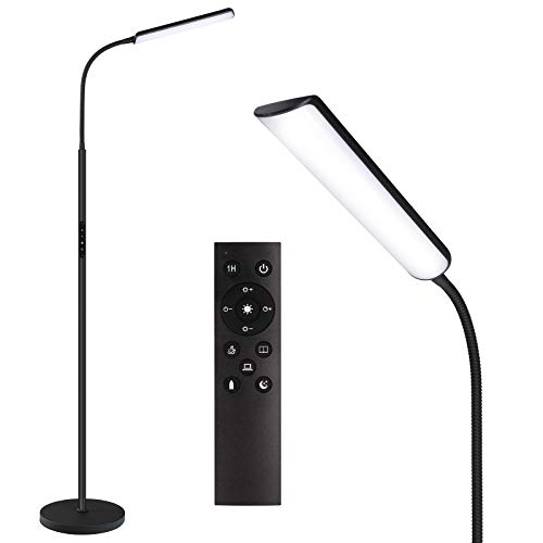 Dimunt LED Floor Lamp, Bright 15W Floor Lamps for Living Room with 1H Timer, Stepless Adjustable 3000K-6000K Colors & Brightness Standing Lamp with Remote & Touch Control Reading Floor Lamps