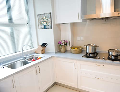 Framed Blue Flower Canvas Wall Art 14x14