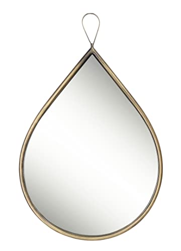 Brass Teardrop Wall Mirror with Gold Frame