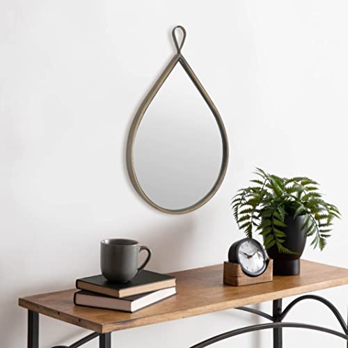 Brass Teardrop Wall Mirror with Gold Frame