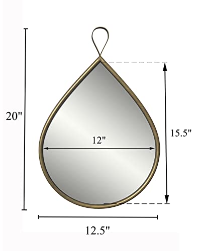 Brass Teardrop Wall Mirror with Gold Frame