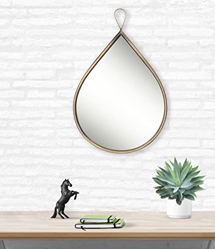Brass Teardrop Wall Mirror with Gold Frame