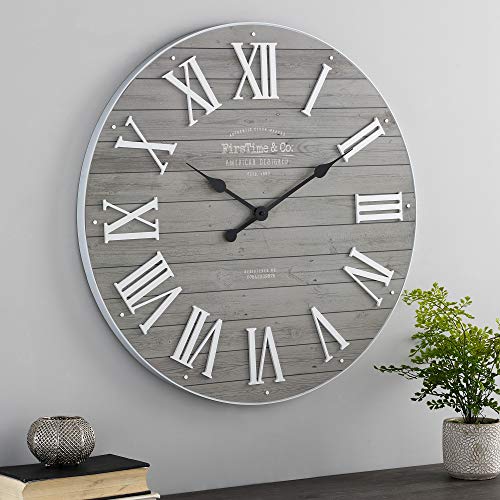 FirsTime & Co. Gray Emmett Shiplap Wall Clock