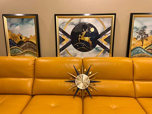 Mid-Century Starburst Metal Crystal Wall Clock