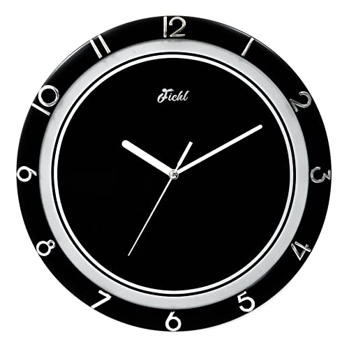 Fichl 11inch Nova Wall Clock Decorative for Kitchen,Home,Bedrooms,Office Modern Style Silent Non-Ticking (Black)