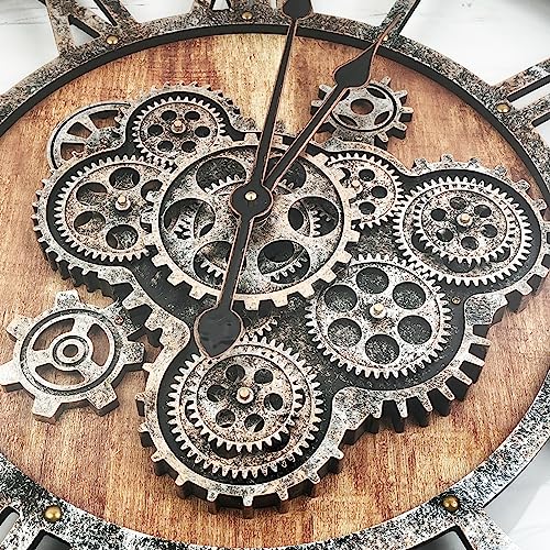 Large Vintage 27-Inch Wall Clock with Gears