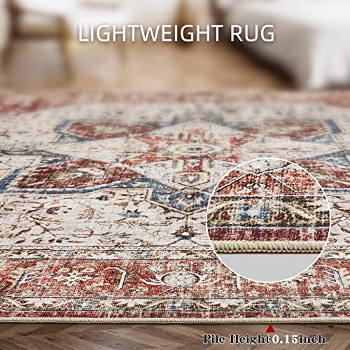 8x10 Washable Boho Vintage Area Rug for Living Room