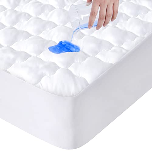 Full Size Mattress Protector Waterproof, Breathable & Noiseless Cooling Full Mattress Pad Cover Quilted Fitted with Deep Pocket Strethes up to 14" Depth (54"x 75")
