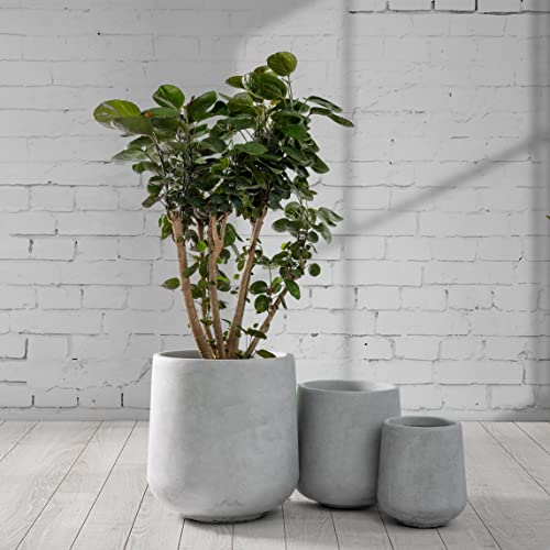 Kante 15.3"+11.6"+8.2" Dia Round Concrete Planter,Large Planter Pots Containers with Drainage Holes for Patio, Balcony, Backyard, Living Room