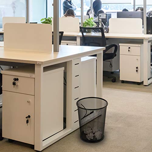 Sturdy Black Metal Mesh Waste Bin Set - 6 Pack