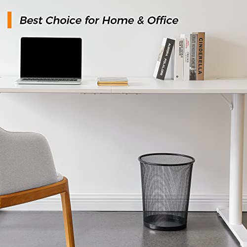 Sturdy Black Metal Mesh Waste Bin Set - 6 Pack