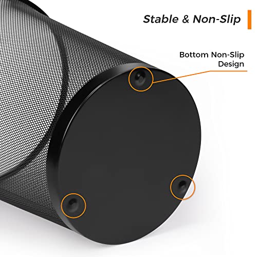 Sturdy Black Metal Mesh Waste Bin Set - 6 Pack