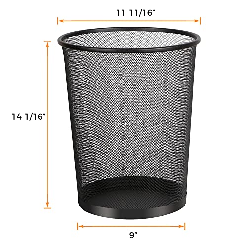 Sturdy Black Metal Mesh Waste Bin Set - 6 Pack