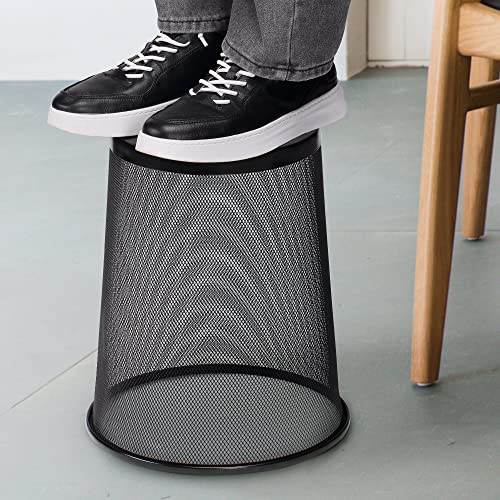 Sturdy Black Metal Mesh Waste Bin Set - 6 Pack