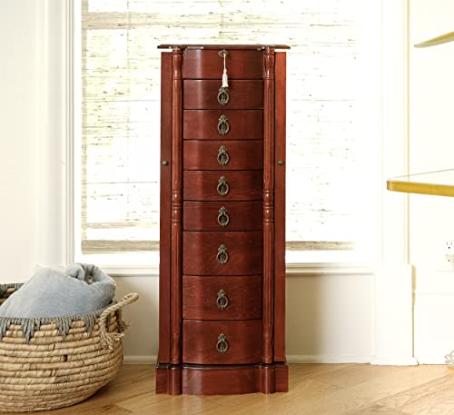 Francesca Standing Jewelry Armoire in Antique Cherry