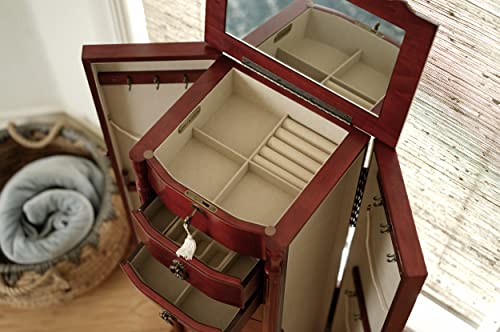 Francesca Standing Jewelry Armoire in Antique Cherry