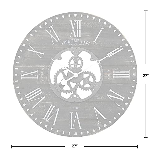 Black Shiplap Gears Farmhouse Wall Clock