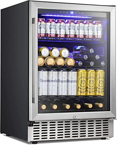 24-Inch Under Counter Beverage Refrigerator with Glass Door