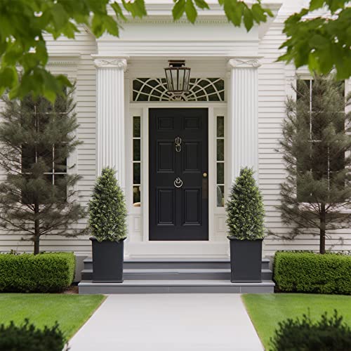 Set of 2 Faux Cedar Topiary Trees in Pots