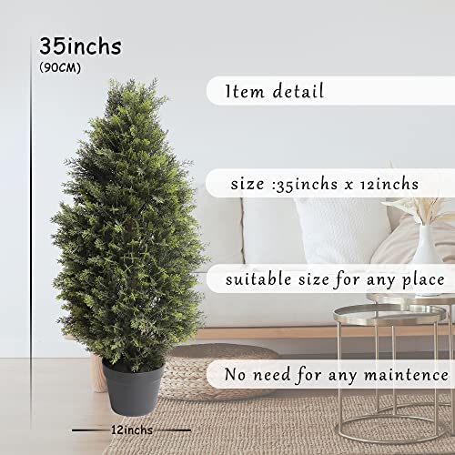 Set of 2 Faux Cedar Topiary Trees in Pots