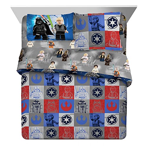 Franco Lego Star Wars Classic Kids Bedding Super Soft Comforter and Sheet Set with Sham, 7 Piece Full Size (Official Lego Product)