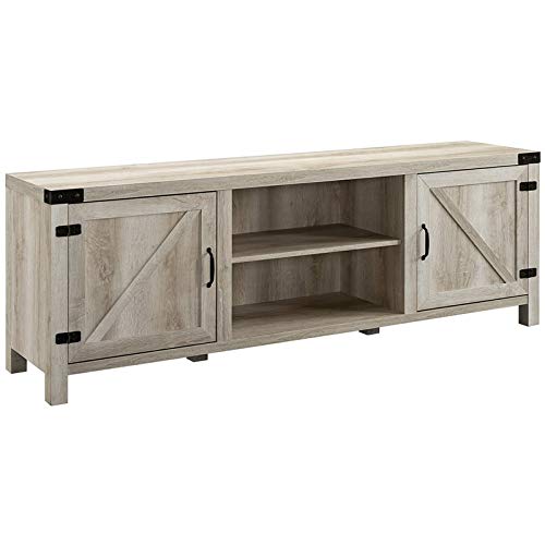 4-Piece White Oak Barn Door TV Stand Set