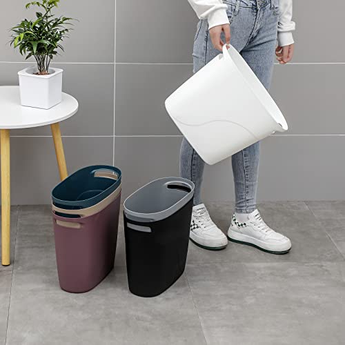 Slim 3.2L Plastic Trash Can with Handles - 2 Pack