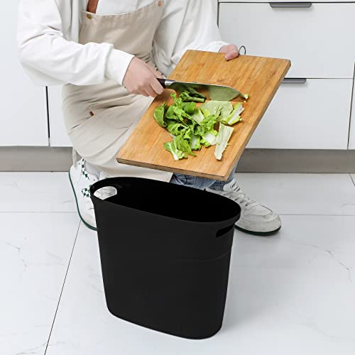 Slim 3.2L Plastic Trash Can with Handles - 2 Pack