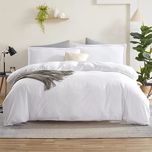 Nestl White Duvet Cover King Size - Soft King Duvet Cover Set, 3 Piece Double Brushed King Size Duvet Cover with Button Closure, 1 Duvet Cover 104x90 inches and 2 Pillow Shams