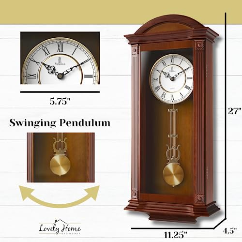 Stylish Silent Wooden Pendulum Wall Clock
