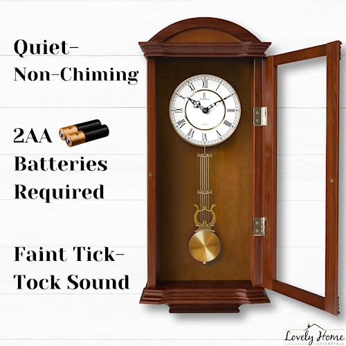 Stylish Silent Wooden Pendulum Wall Clock