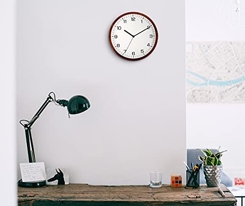 12-Inch Silent Wooden Wall Clock with Glass Cover
