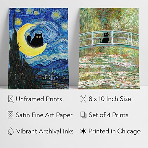 Funny Black Cat Wall Art Prints Set of 3