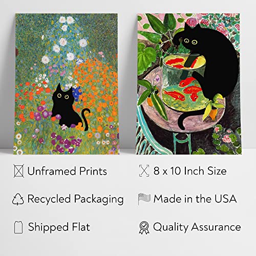 Funny Black Cat Wall Art Prints Set of 3
