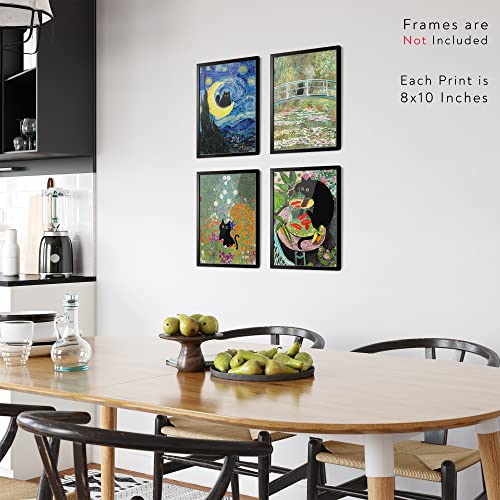 Funny Black Cat Wall Art Prints Set of 3