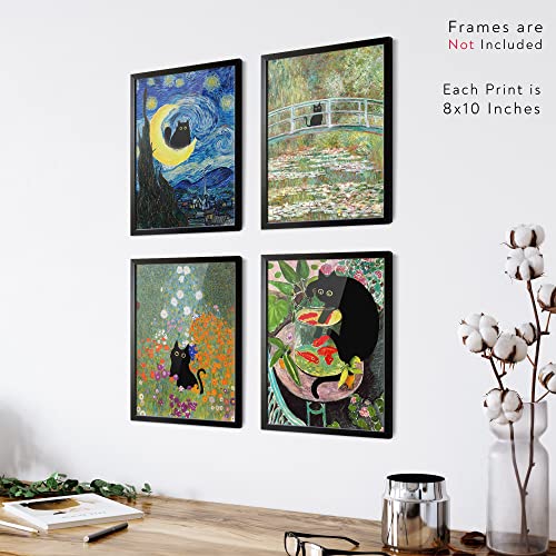 Funny Black Cat Wall Art Prints Set of 3