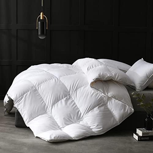APSMILE Luxurious Goose Feathers Down Comforter California King - Ultra-Soft 750 Fill-Power Hotel Collection Comforter, 57oz Fluffy Medium Warmth All Seasons Duvet Insert(104x96, Solid White)