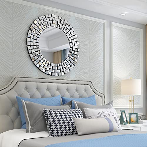 Round 31.5'' Mosaic Glass Accent Wall Mirror