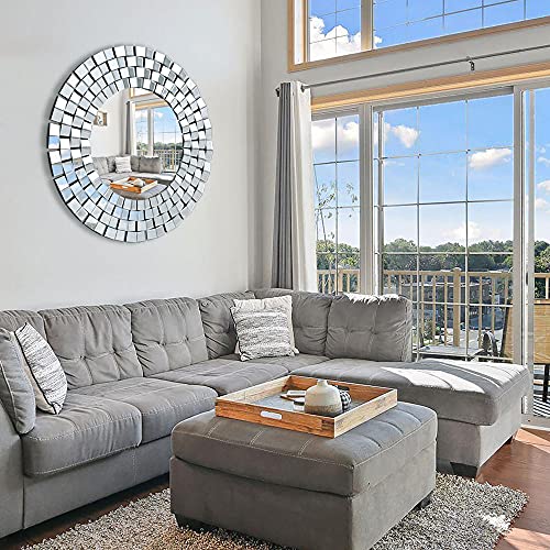 Round 31.5'' Mosaic Glass Accent Wall Mirror