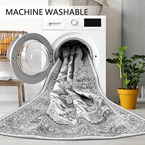 8x10 Grey Vintage Medallion Area Rug – Boho Style